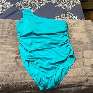 Time and Tru Blue One Shoulder One Piece Swimsuit